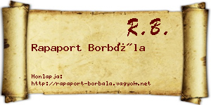 Rapaport Borbála névjegykártya